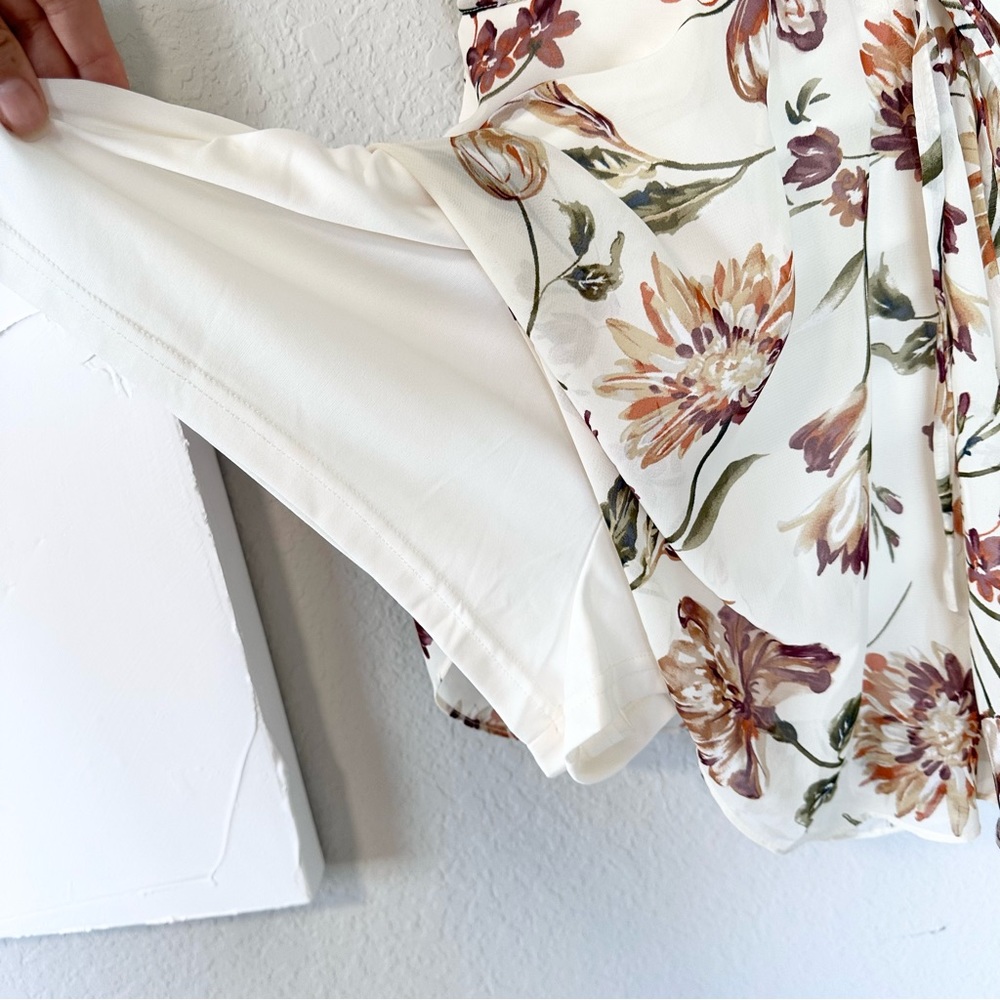 Lulus Flirty Ways Cream Floral Print Flutter Sleeve Romper - Picture 12 of 12